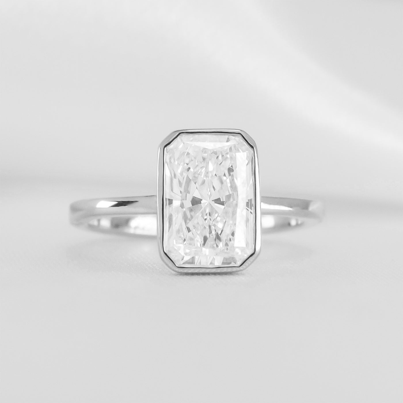 Shown in 2.3 carat * The Morgan Bezeled Diamond Engagement Ring Radiant Diamond | Lisa Robin#color_14k-white-gold