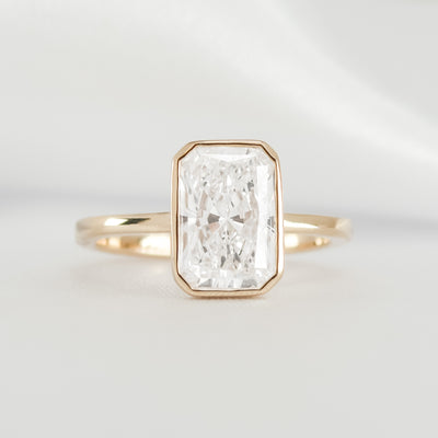 Shown in 2.3 carat * The Morgan Bezeled Diamond Engagement Ring Radiant Diamond | Lisa Robin#color_14k-yellow-gold