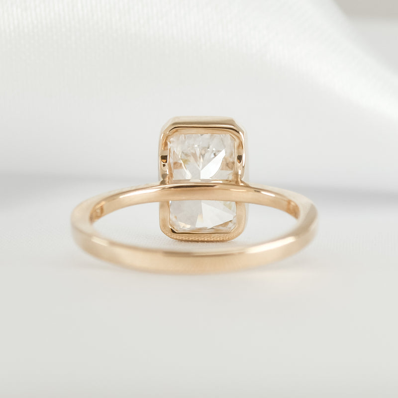 The Morgan Bezeled Diamond Engagement Ring in Emerald Cut Diamond back view | Lisa Robin