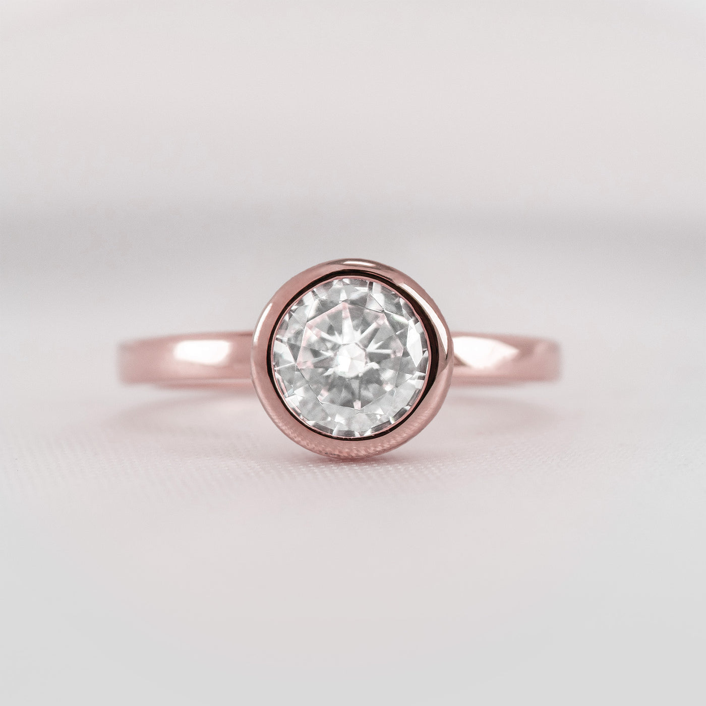 Shown in 1.0 carat * The Morgan Bezeled Diamond Engagement Ring Round Diamond | Lisa Robin#color_14k-rose-gold