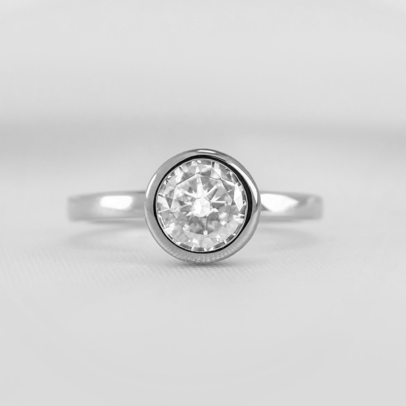 Shown in 1.0 carat * The Morgan Bezeled Diamond Engagement Ring Round Diamond | Lisa Robin#color_14k-white-gold