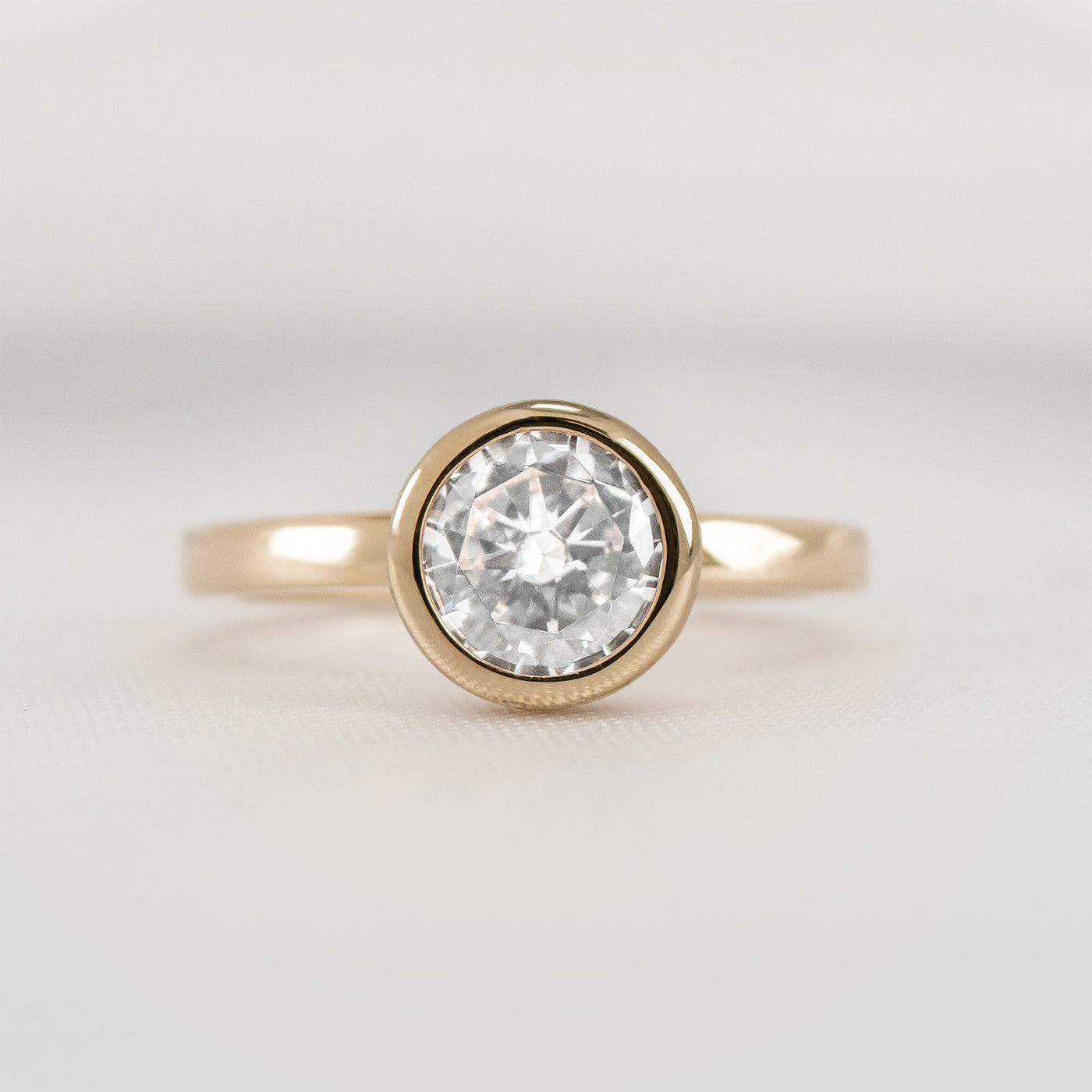 Shown in 1.0 carat * The Morgan Bezeled Diamond Engagement Ring Round Diamond | Lisa Robin#color_14k-yeelow-gold