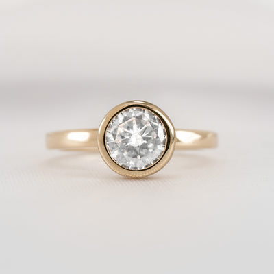 Shown in 1.0 carat * The Morgan Bezeled Diamond Engagement Ring Round Diamond | Lisa Robin#color_14k-yeelow-gold