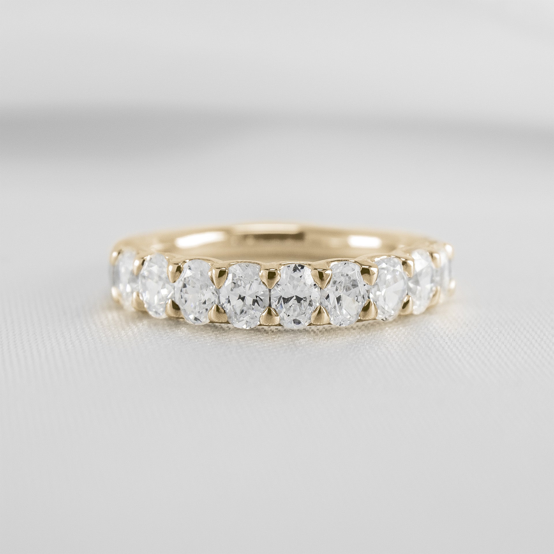 The Noah 9 stone oval lab Diamond Wedding Ring in 14K yellow gold from front by Lisa Robin#color_14k-yellow-gold
