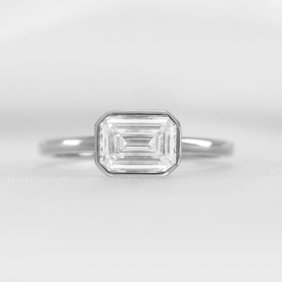 Shown in 1.75 Carat * The Nova Bezel East West Diamond Ring | Lisa Robin#shape_emerald