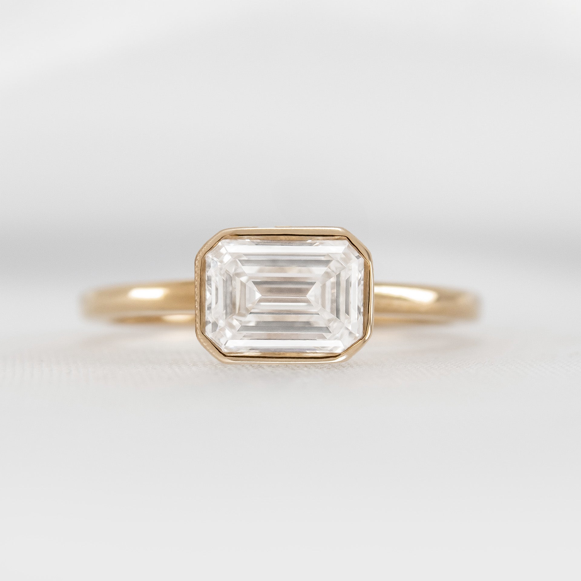 Shown in 1.75 Carat * The Nova Bezel East West Diamond Ring | Lisa Robin#color_14k-yellow-gold