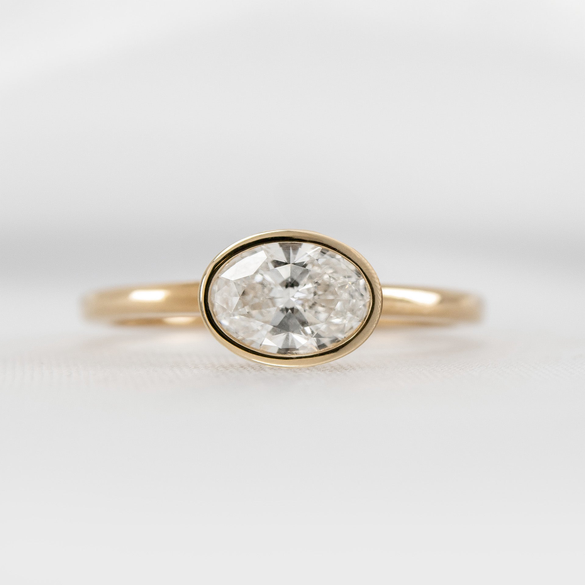 Shown in 1.5 Carat * The Nova Bezel East West Diamond Ring | Lisa Robin#color_14k-yellow-gold