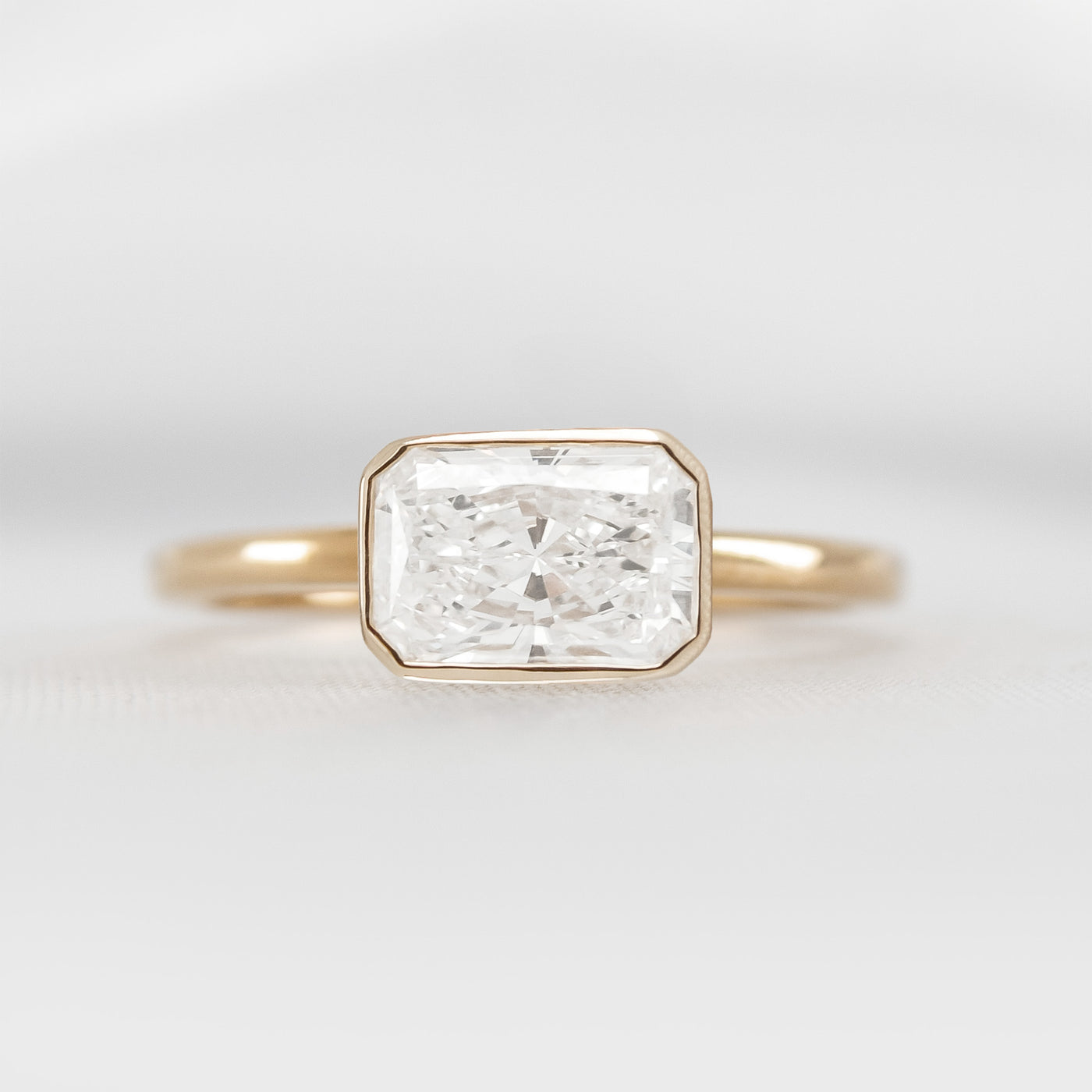 Shown in 1.75 Carat * The Nova Bezel East West Diamond Ring | Lisa Robin#shape_radiant