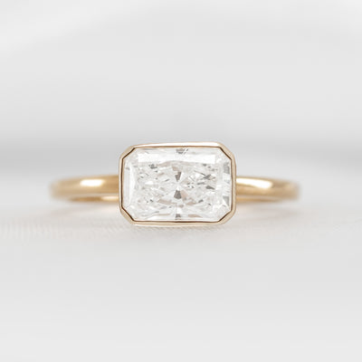 Shown in 1.75 Carat * The Nova Bezel East West Diamond Ring | Lisa Robin#shape_radiant