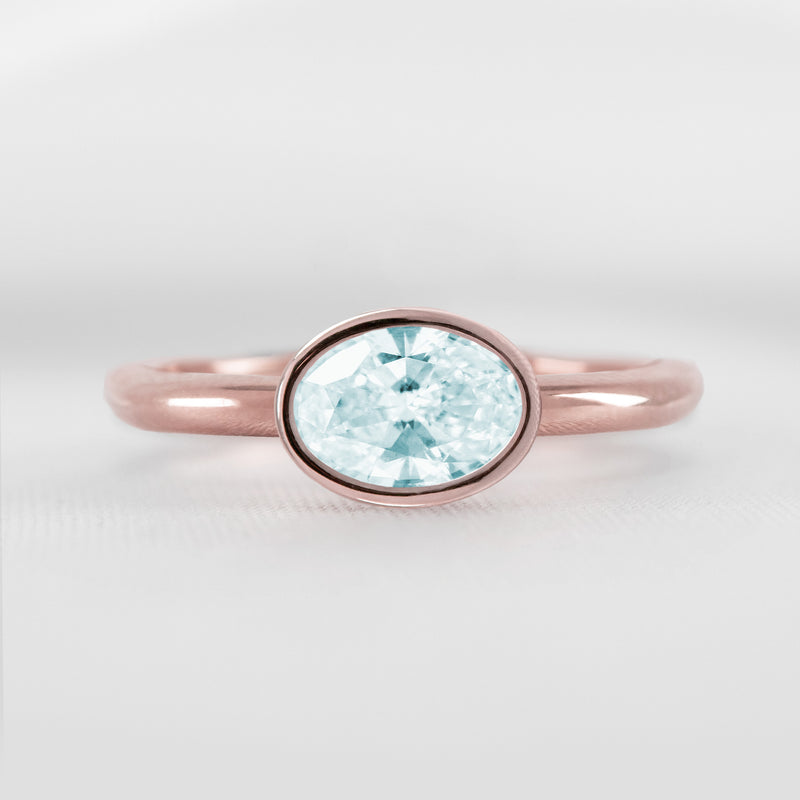 Shown in 1.30 carat Aquamarine* The Nova East West Bezel Aquamarine Engagement Ring | Lisa Robin
