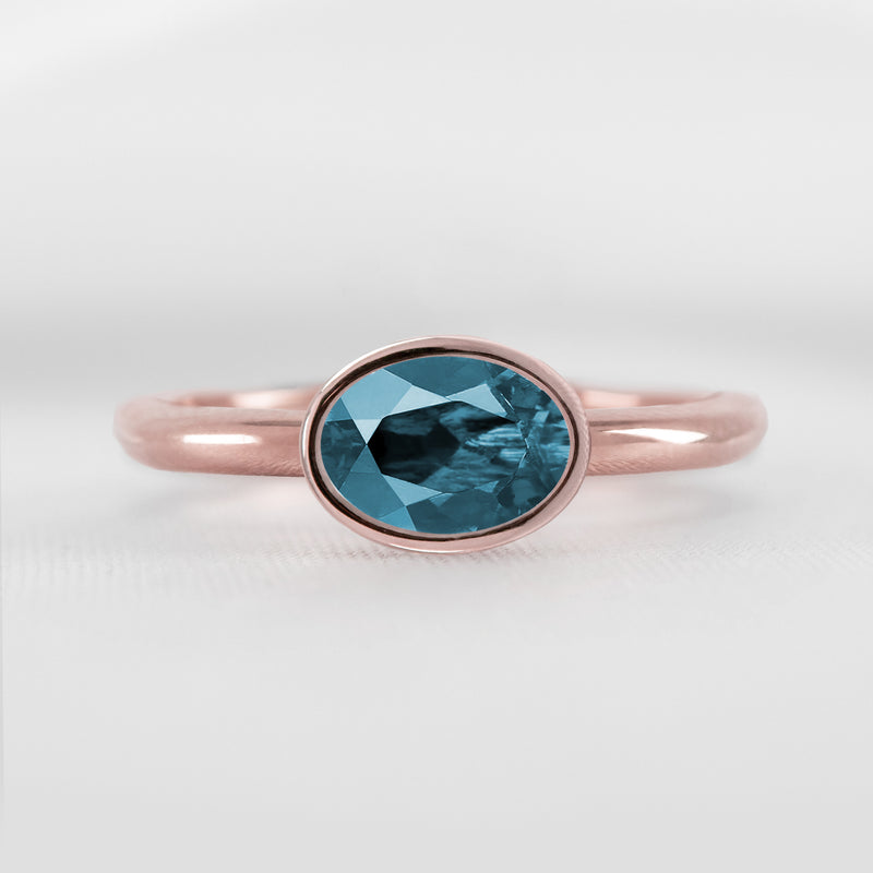 Show in 1.30 Carat Blue Diamond * Nova Blue Diamond East-West Bezel Engagement Ring | Lisa Robin