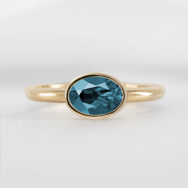 Show in 1.30 Carat Blue Diamond * Nova Blue Diamond East-West Bezel Engagement Ring | Lisa Robin