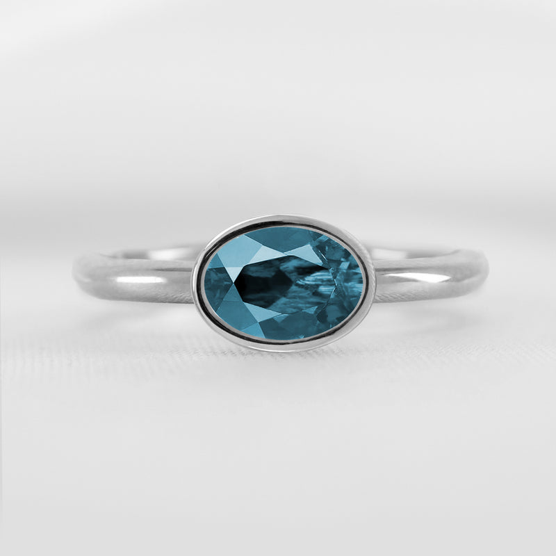 Show in 1.30 Carat Blue Diamond * Nova Blue Diamond East-West Bezel Engagement Ring