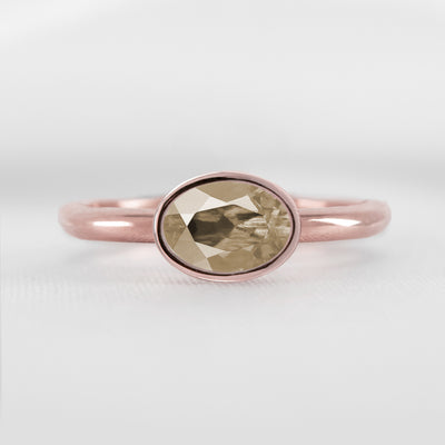 Shown in 1.30 Carat Champagne Diamond* The Nova Champagne DiamondEast West Bezel Engagement Ring | Lisa Robin#color_14k-rose-gold 