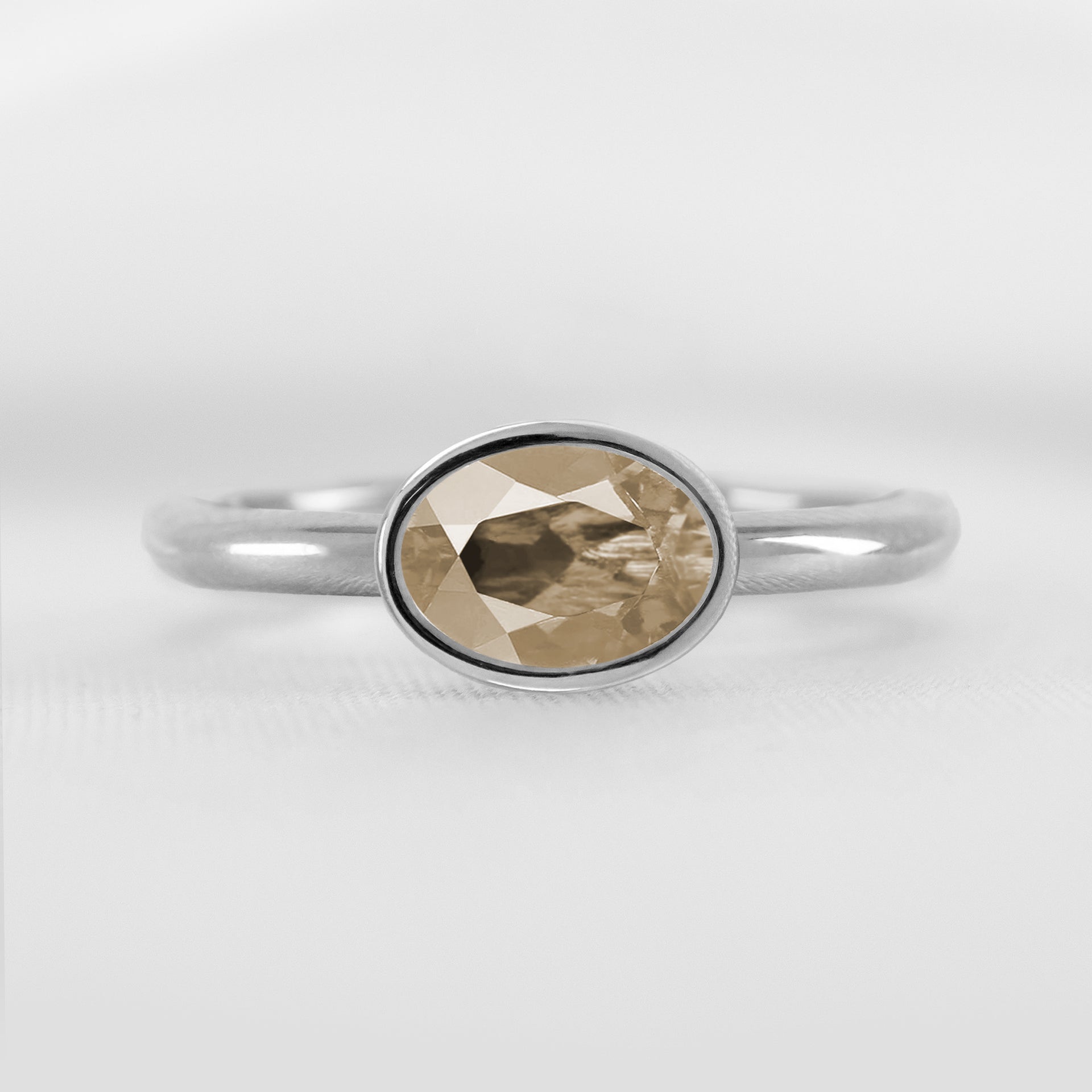 The Nova Champagne Diamond East-West Bezel Engagement Ring