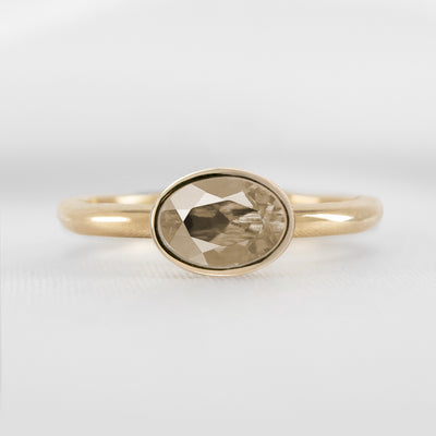 Shown in 1.30 Carat Champagne Diamond* The Nova Champagne DiamondEast West Bezel Engagement Ring | Lisa Robin#color_14k-yellow-gold 