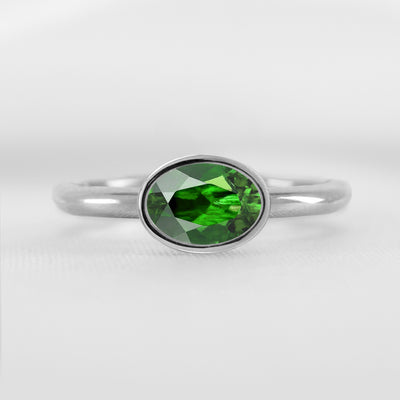 Shown in 1.30 Carat Green Diamond * The Nova East West Bezel Engagement Ring | Lisa Robin#color_platinum