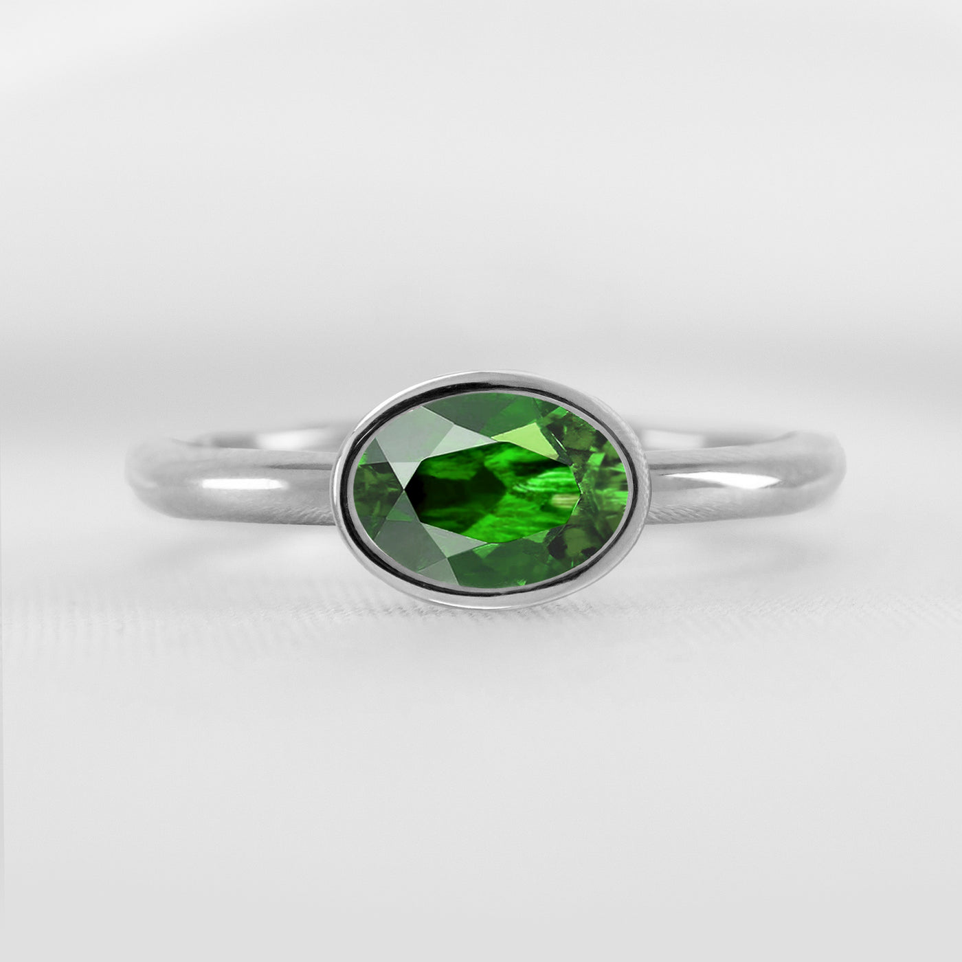Shown in 1.30 Carat Green Diamond * The Nova East West Bezel Engagement Ring | Lisa Robin#color_14k-white-gold 
