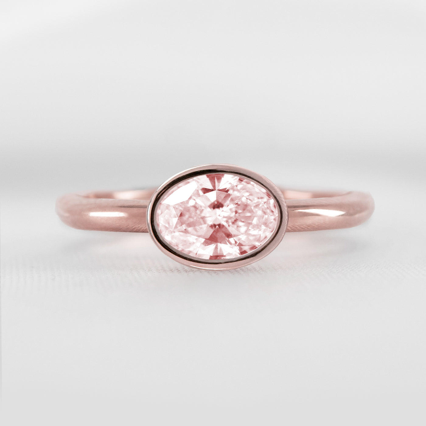 Shown in 1.30 Carat Pink Diamond* The Nova Pink Diamond East West Bezel Engagement Ring | Lisa Robin#color_14k-rose-gold 