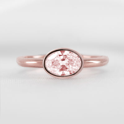 Shown in 1.30 Carat Pink Diamond* The Nova Pink Diamond East West Bezel Engagement Ring | Lisa Robin#color_14k-rose-gold 