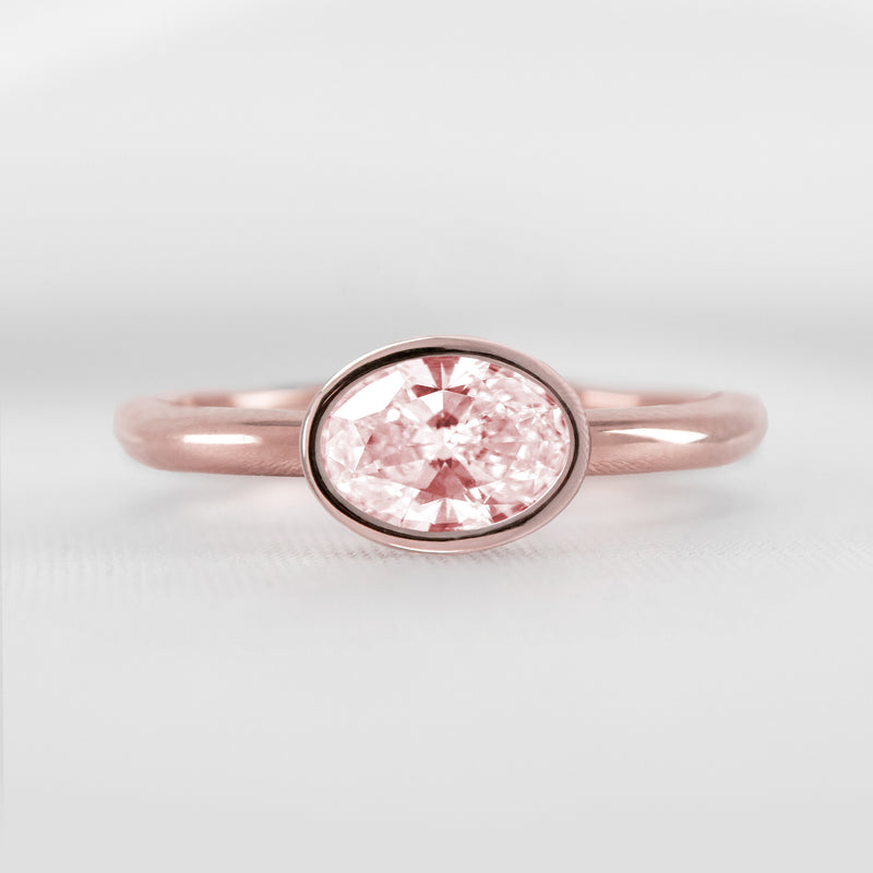 Shown in 1.30 Carat Pink Diamond* The Nova Pink Diamond East West Bezel Engagement Ring | Lisa Robin