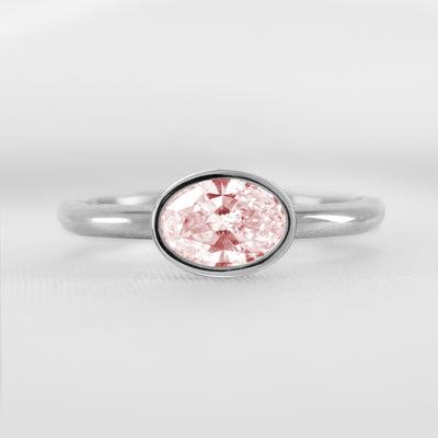 Shown in 1.30 Carat Pink Diamond* The Nova Pink Diamond East West Bezel Engagement Ring | Lisa Robin#color_14k-white-gold 