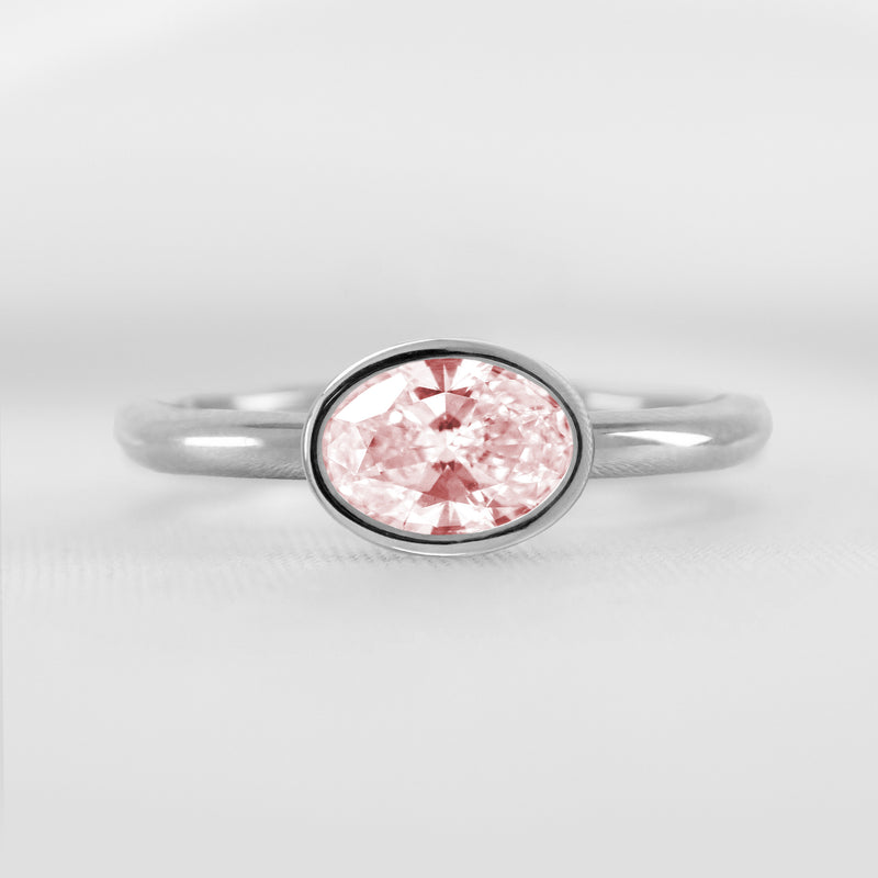 Shown in 1.30 Carat Pink Diamond* The Nova Pink Diamond East West Bezel Engagement Ring | Lisa Robin