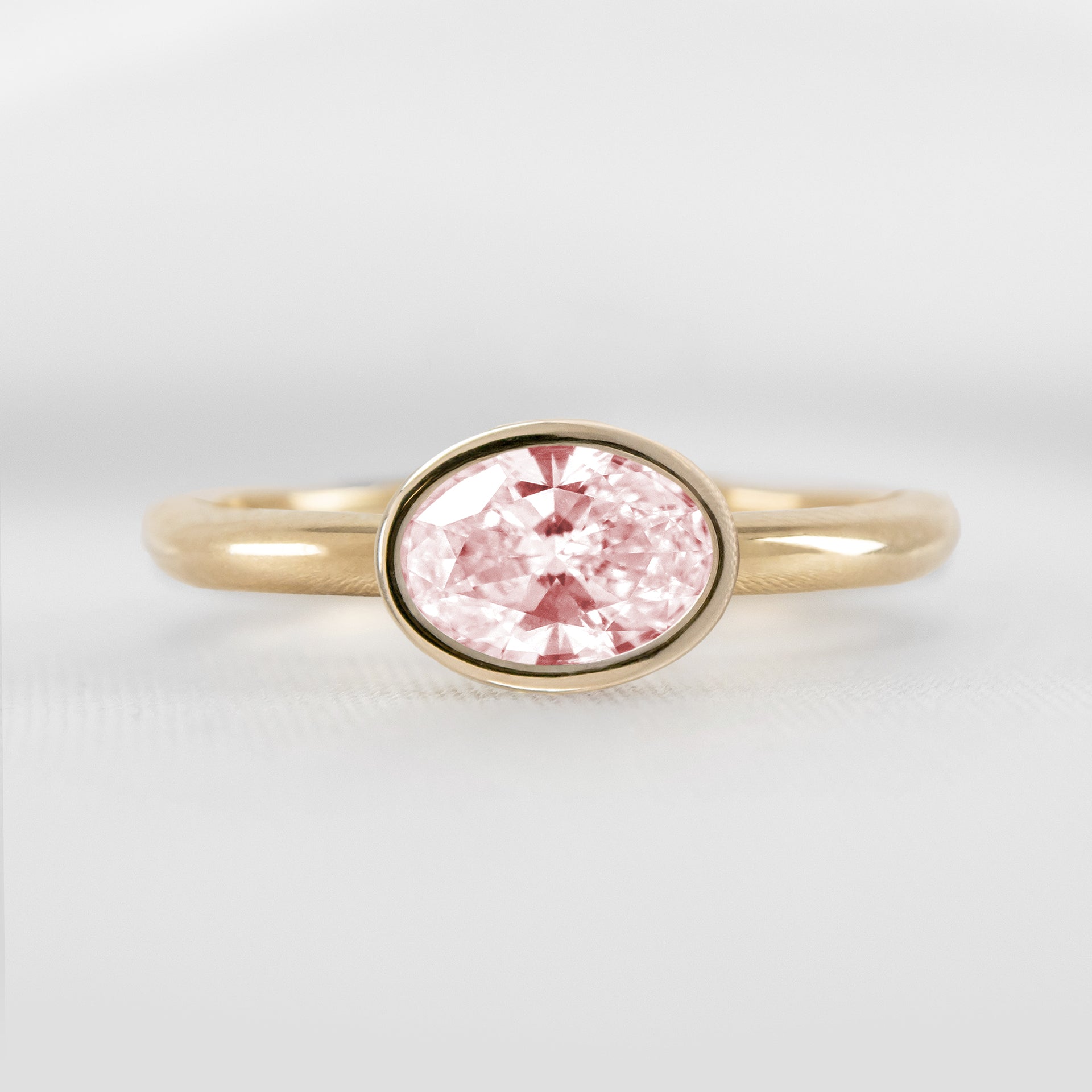 Shown in 1.30 Carat Morganite * The Nova East West Bezel Engagement Ring | Lisa Robin#color_14k-yellow-gold 