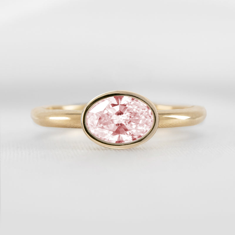Shown in 1.30 Carat Pink Diamond* The Nova Pink Diamond East West Bezel Engagement Ring | Lisa Robin