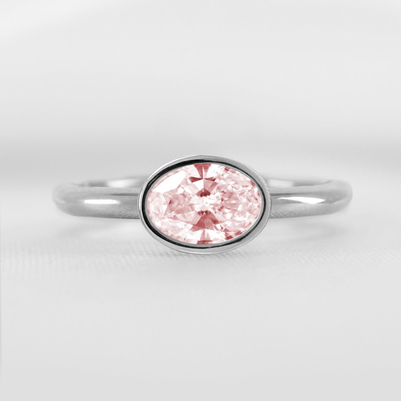 Shown in 1.30 Carat Pink Diamond* The Nova Pink Diamond East West Bezel Engagement Ring | Lisa Robin#color_platinum