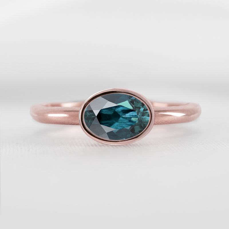 Shown in 1.30 Carat Teal Sapphire * The Nova East West Sapphire Bezel Engagement Ring | Lisa Robin