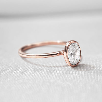 Shown in 1.0 carat " The Nova Bezel Diamond Engagement Ring | Lisa Robin#18k-rose-gold