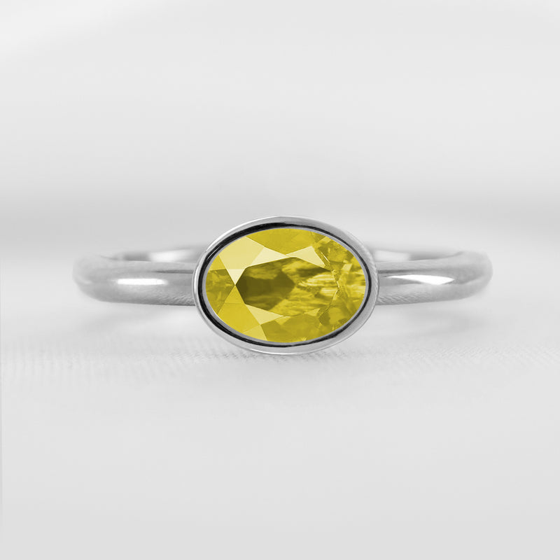 The Nova Yellow Diamond East-West Bezel Engagement Ring
