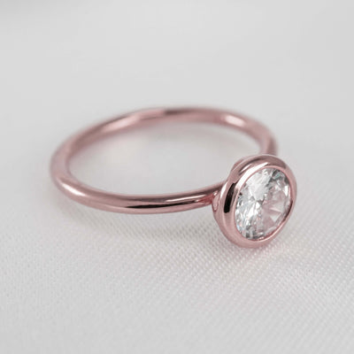 Shown in 1.0 carat " The Nova Bezel Diamond Engagement Ring | Lisa Robin#14k-rose-gold
