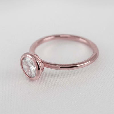 Shown in 1.0 Carat * The Nova Bezel Diamond Engagement Ring | Lisa Robin#color_18k-rose-gold