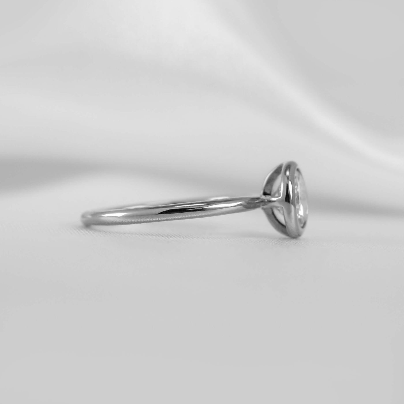 Shown in 1.0 carat " The Nova Bezel Diamond Engagement Ring | Lisa Robin#18k-white-gold