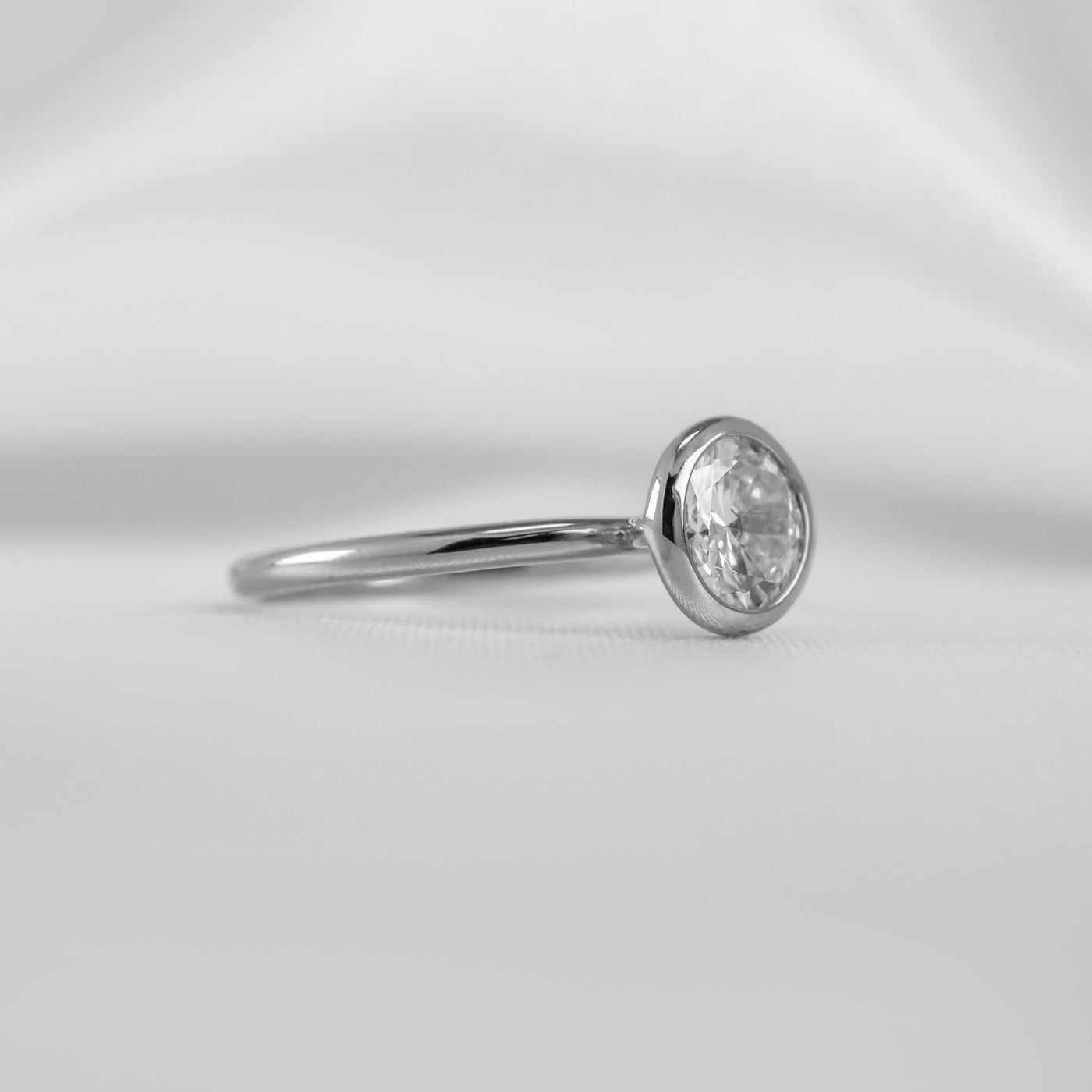 Shown in 1.0 carat " The Nova Bezel Diamond Engagement Ring | Lisa Robin#18k-white-gold