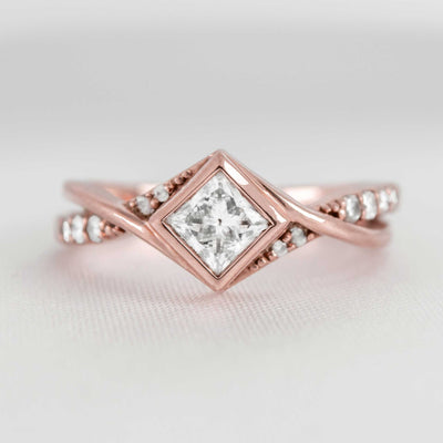 Shown in 1.0 Carat * The Oakley Twist Princess Cut Diamond Engagement Ring | Lisa Robin#color_14k-rose-gold