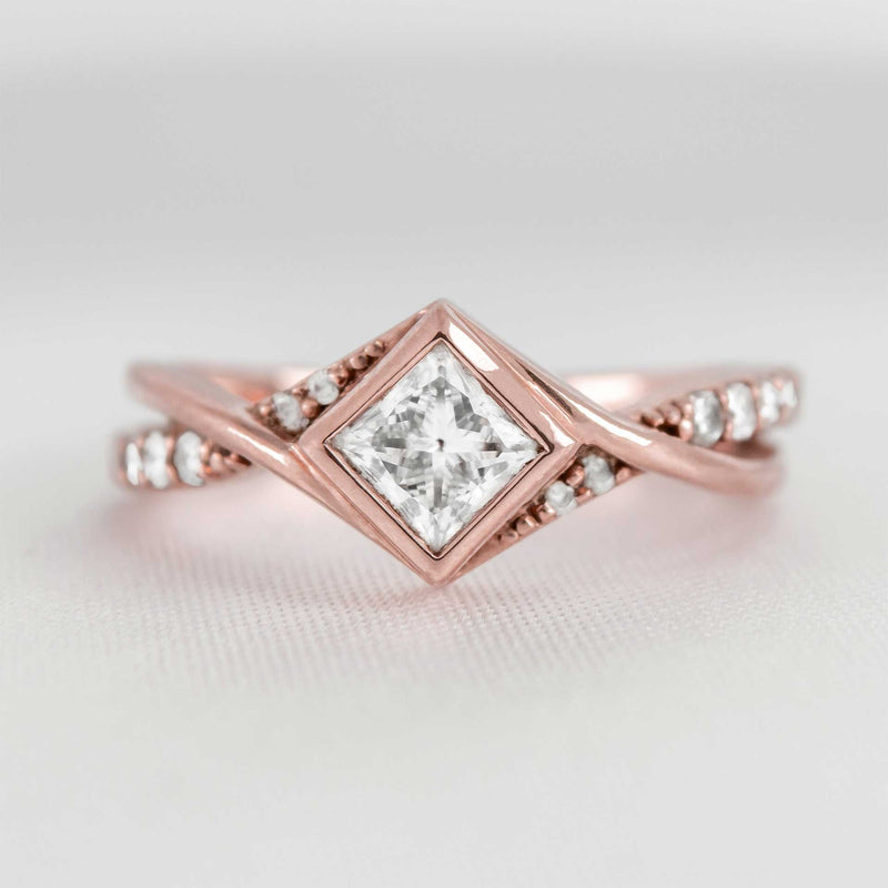 Shown in 1.0 Carat * The Oakley Twist Princess Cut Diamond Engagement Ring | Lisa Robin