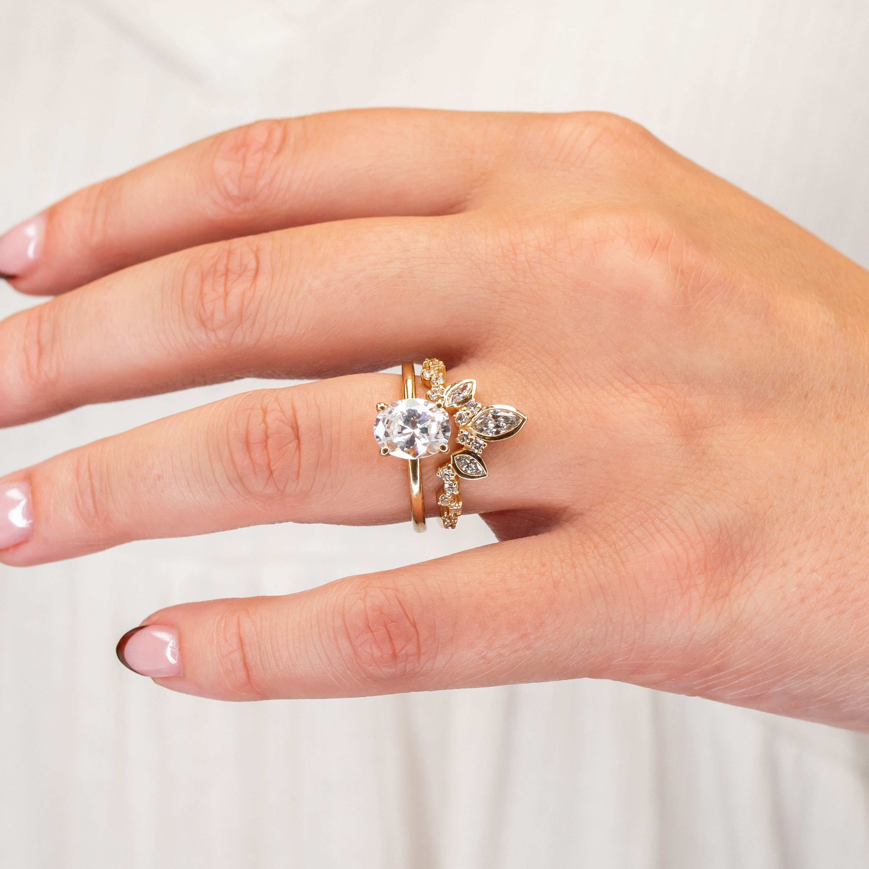 Shown in 1.5 Carat Diamond*The Olivia radiant Engagement Ring with oval cut diamond in yellow gold from front by Lisa Robin#color_14k-yellow-gold