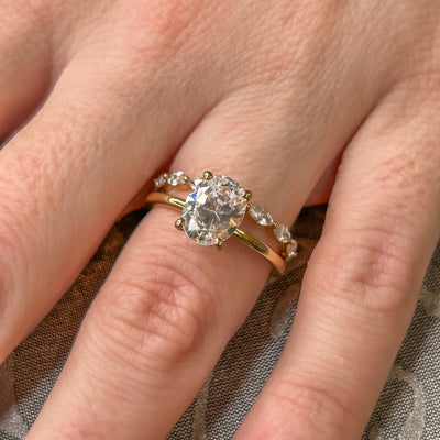 Shown in 1.5 Carat * Olivia solitaire engagement ring with Finley marquise east west wedding ring | Lisa Robin#color_14k-yellow-gold