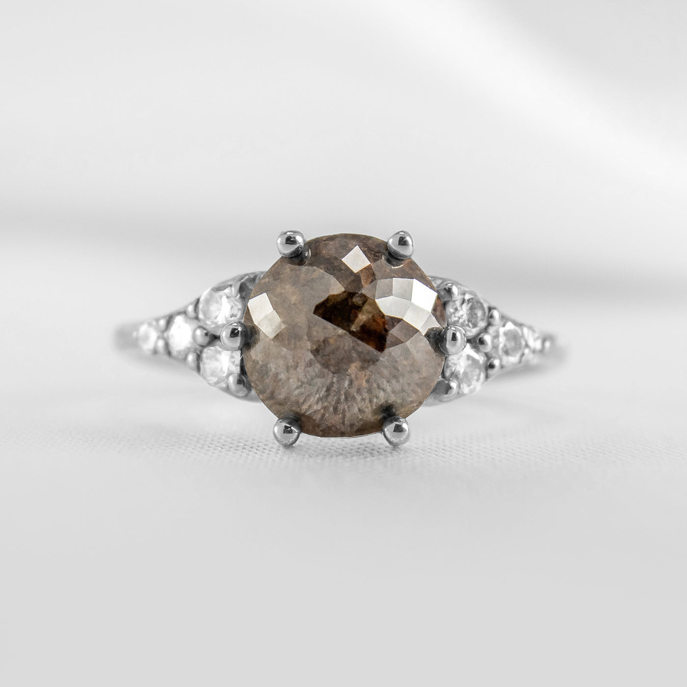 The Parker Rustic Diamond Cluster Ring | Lisa Robin#color_14k-white-gold
