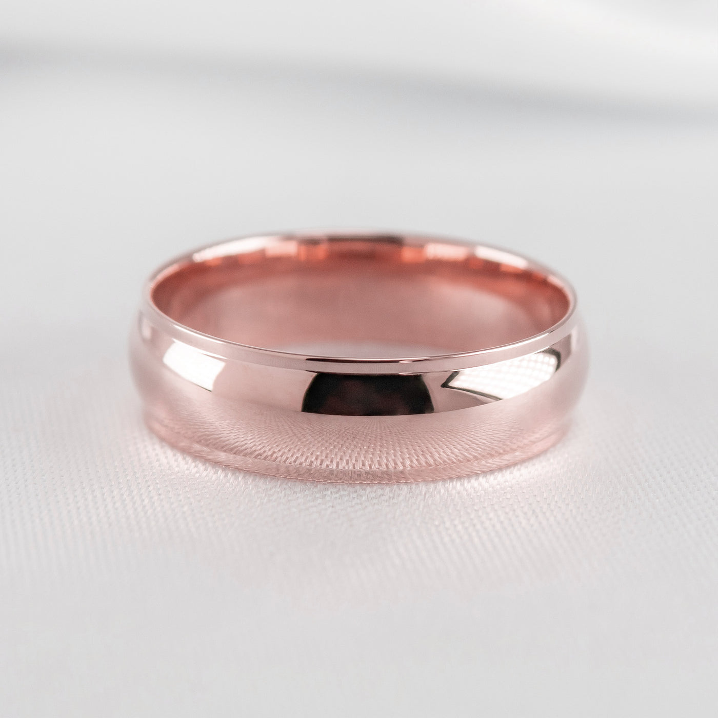 The Percy Domed Step Edge Wedding Ring | Lisa Robin#color_14k-rose-gold