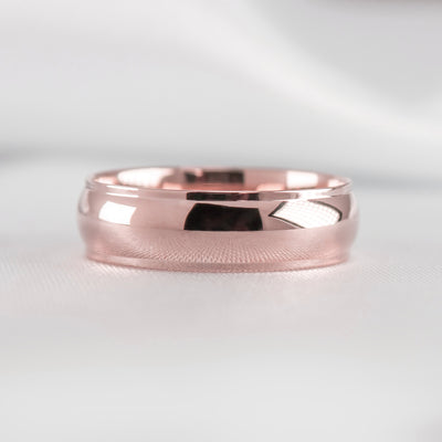 The Percy Domed Step Edge Wedding Ring | Lisa Robin#color_14k-rose-gold