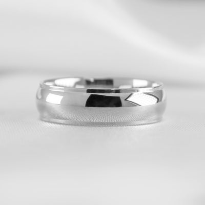 The Percy Domed Step Edge Wedding Ring | Lisa Robin#color_platinum