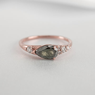 The Peyton Salt and Pepper Pear Diamond Ring | Lisa Robin#color_14k-rose-gold