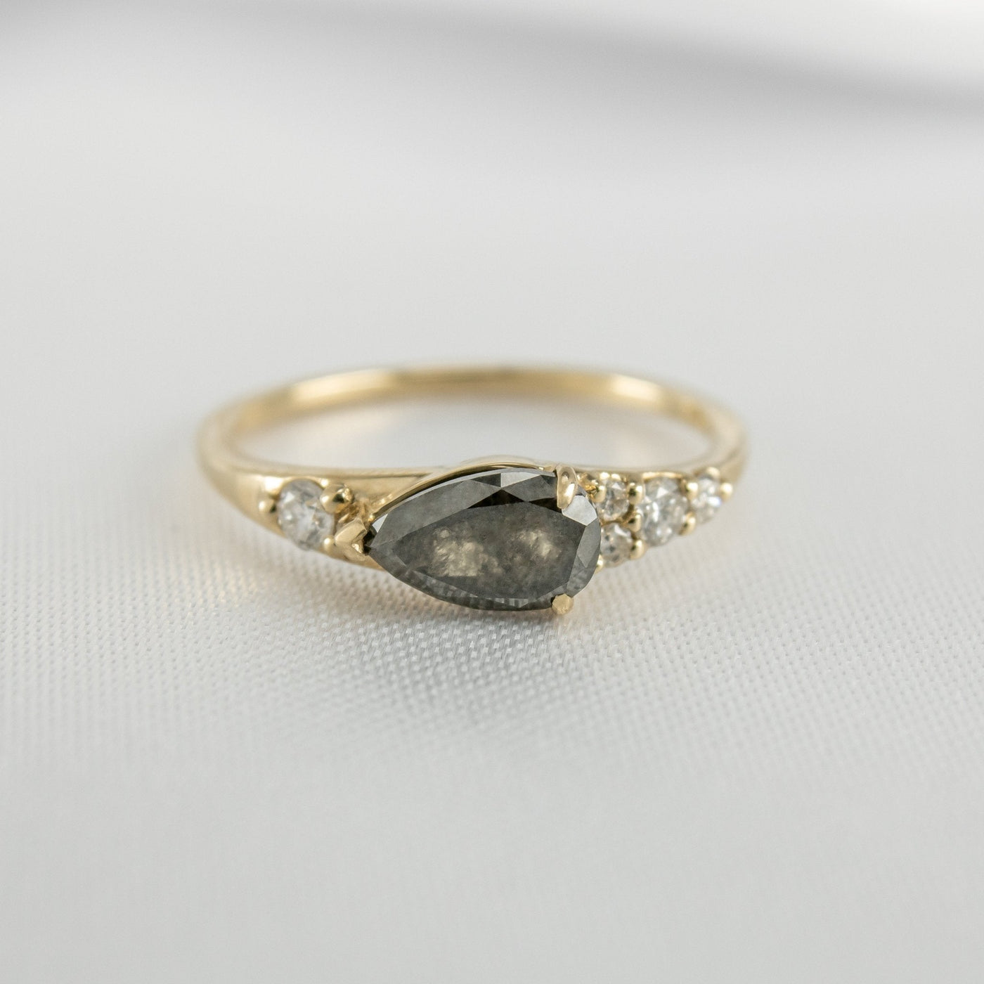 The Peyton Salt and Pepper Pear Diamond Ring | Lisa Robin#color_14k-yellow-gold