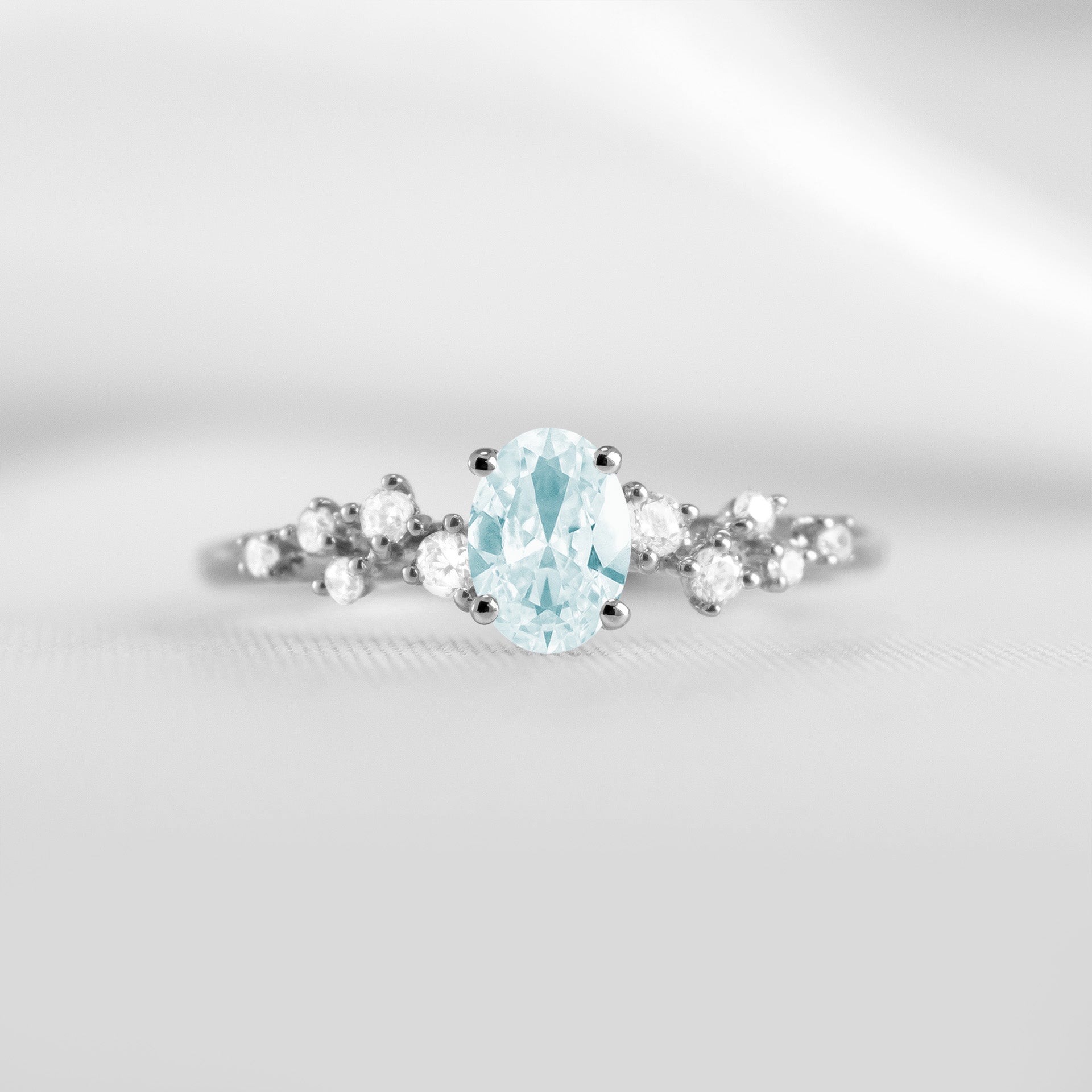 The Polaris Aquamarine and diamond Engagement Ring in white gold | Lisa Robin#color_14k-white-gold
