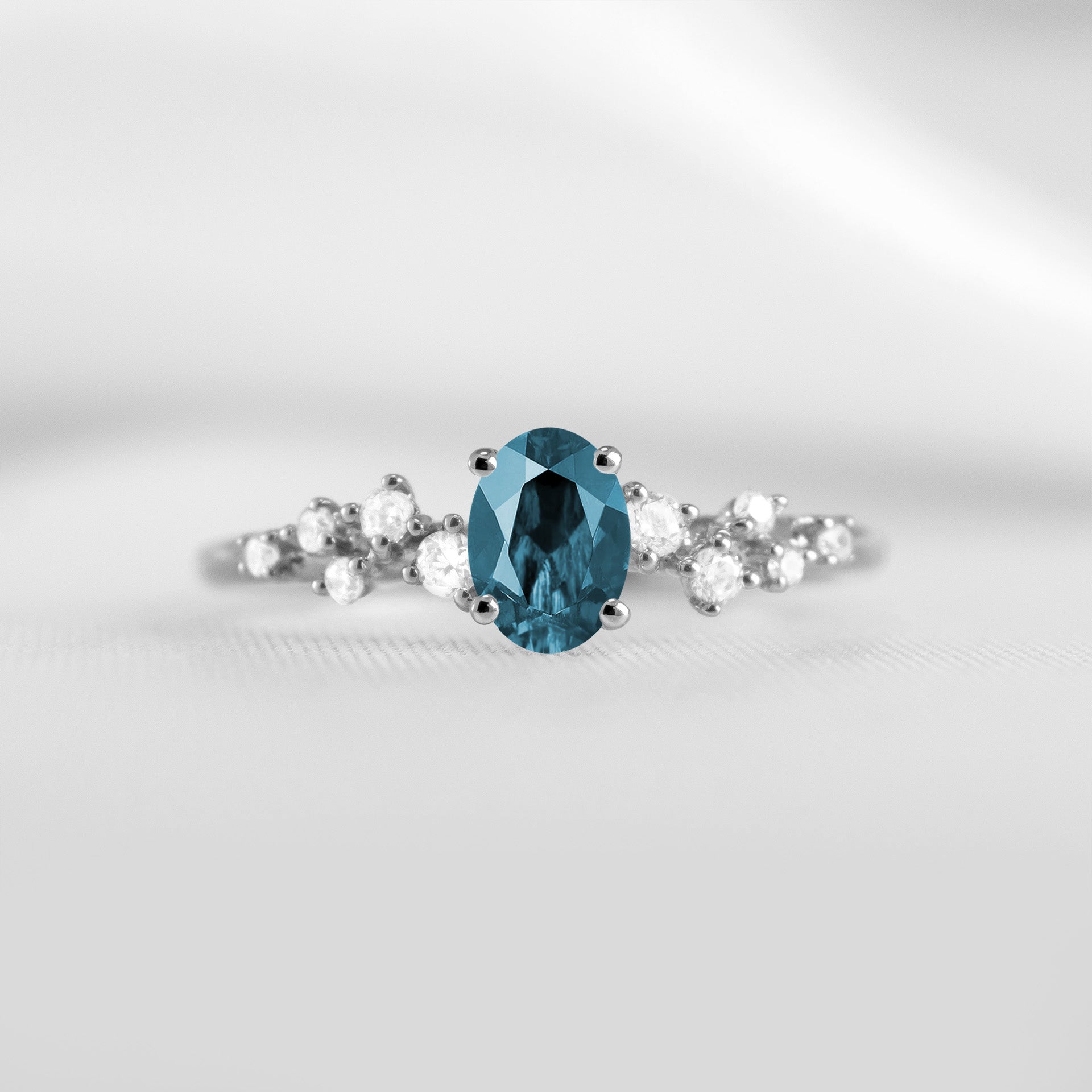 Shown in 1.0 carat Blue Diamond*The Polaris Blue and White Diamond Engagement Ring | Lisa Robin#color_14k-white-gold