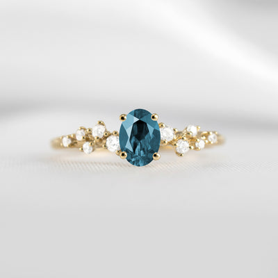 Shown in 1.0 carat Blue Diamond*The Polaris Blue and White Diamond Engagement Ring | Lisa Robin#color_14k-yellow-gold